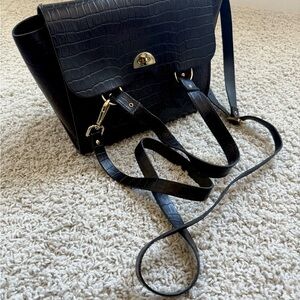 The Cambridge Satchel Company Black Croc-Embossed Satchel